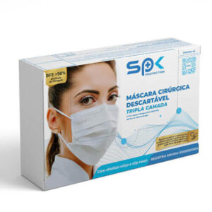 Máscara Descartável Tripla com Clipe Nasal Branca - SP Protection